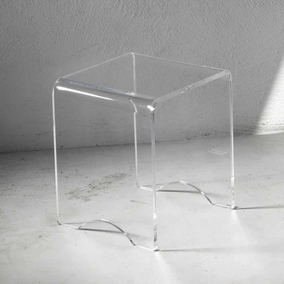 Mesa de centro Taburete Cristal Transparente Acrílico Minimal Italiano - Plarco Viadurini