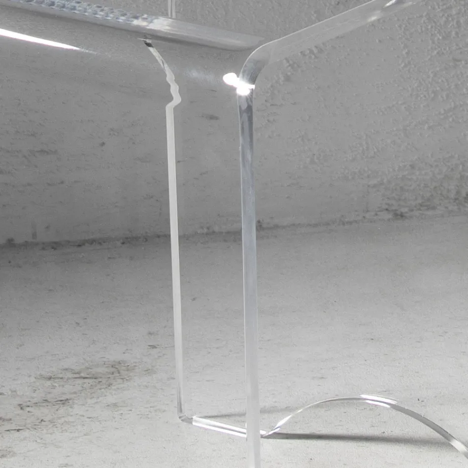 Mesa de centro Taburete Cristal Transparente Acrílico Minimal Italiano - Plarco Viadurini