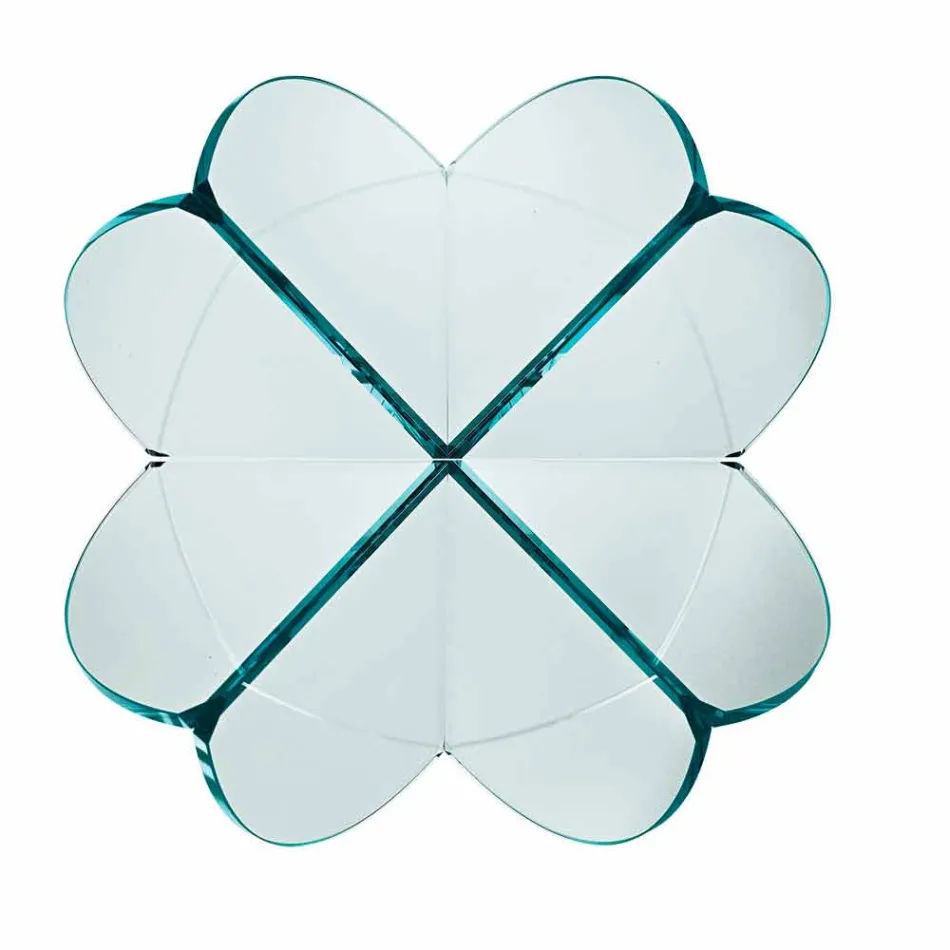 Mesa de Centro para Salón con Flor de Cristal Transparente y Base Ácida 3 Tamaños - Fiorella Viadurini