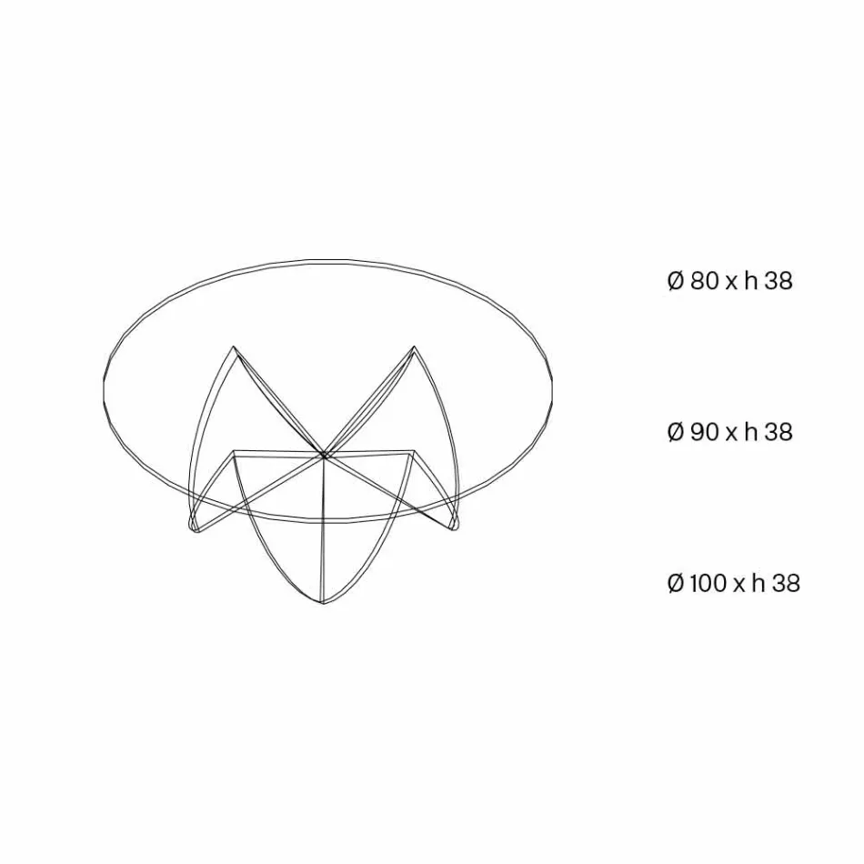 Mesa de Centro para Salón con Flor de Cristal Transparente y Base Ácida 3 Tamaños - Fiorella Viadurini