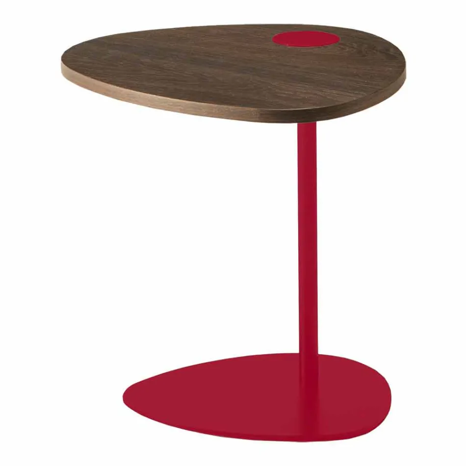 Mesa de centro para salón en metal y tapa de madera, diseño de lujo - Yassine Viadurini