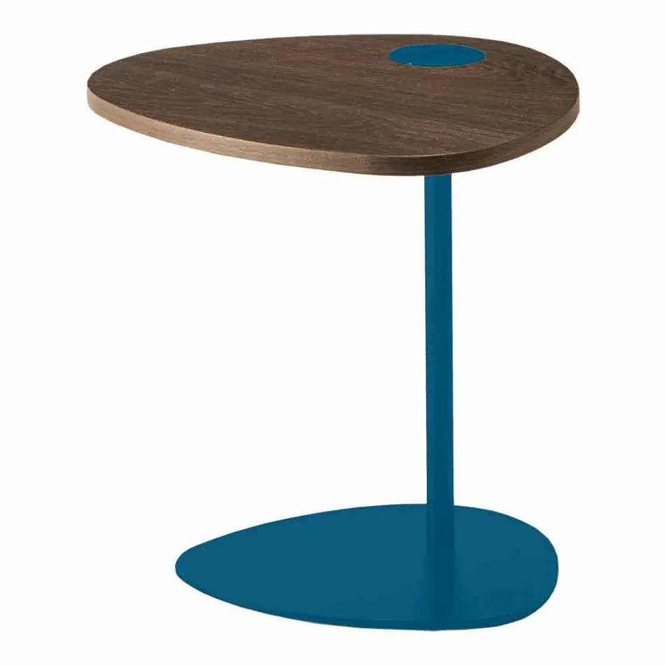 Mesa de centro para salón en metal y tapa de madera, diseño de lujo - Yassine Viadurini