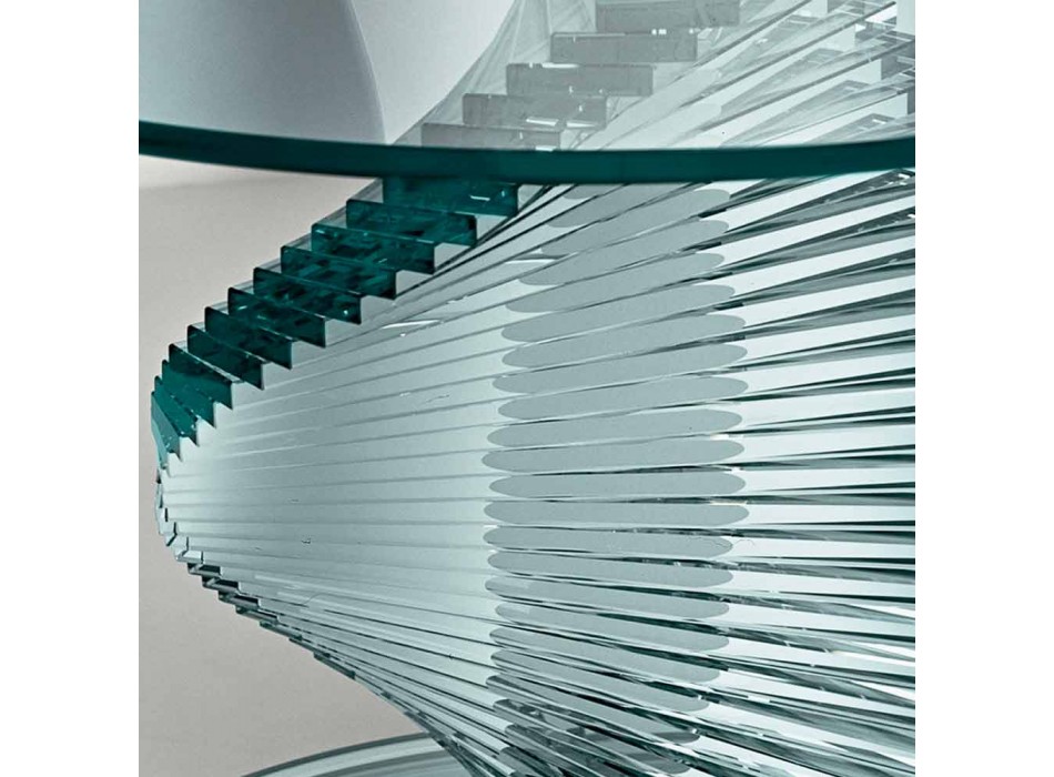 Mesa de centro para salón en vidrio espiral transparente y base giratoria - Spirulo Viadurini