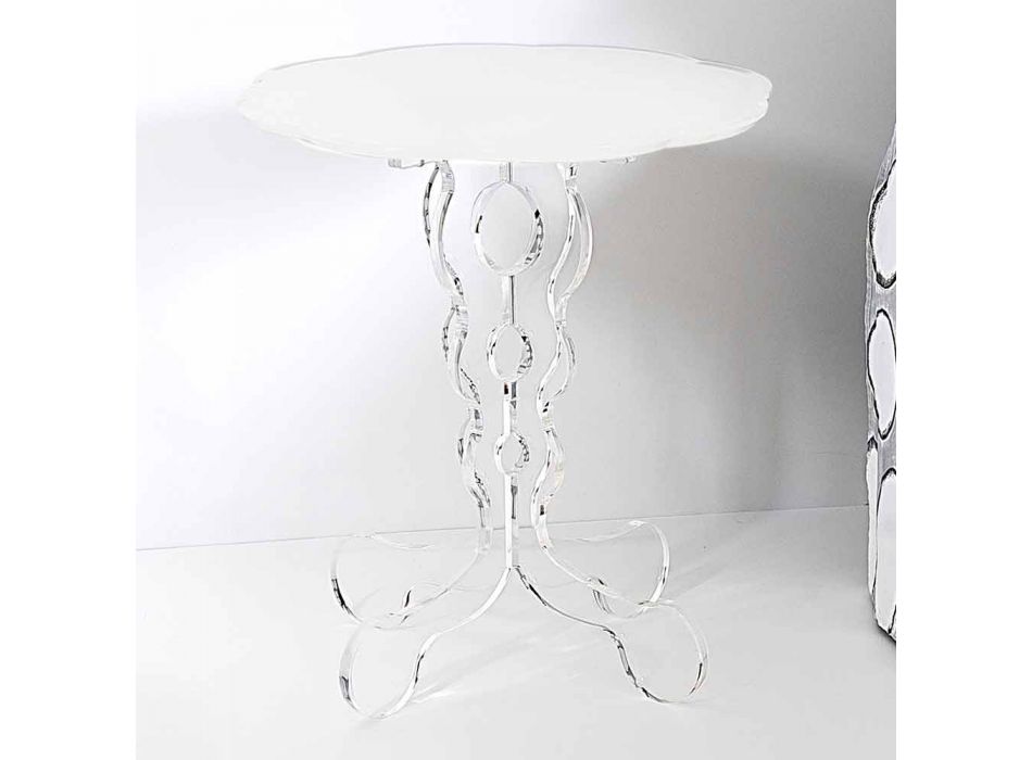 Mesa redonda blanca diámetro 36cm diseño moderno Janis, hecho en Italia Viadurini
