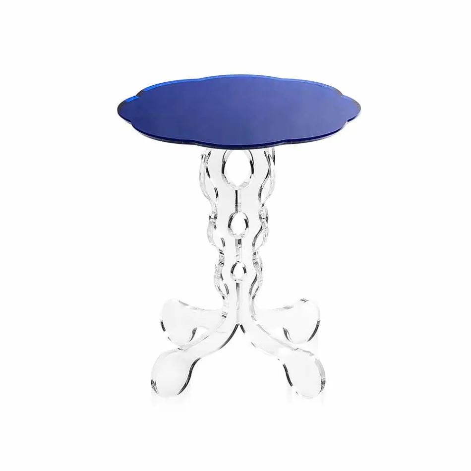 Mesa redonda azul diámetro 36 cm diseño moderno Janis, hecho en Italia Viadurini