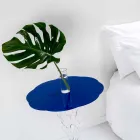 Mesita redonda azul diámetro 50 cm diseño moderno Janis, hecho en Italia Viadurini