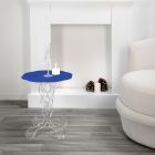 Mesa de centro redonda azul diámetro 50 cm Janis diseño moderno, hecha en Italia Viadurini