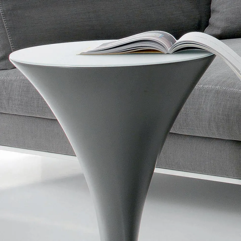 Mesa de centro redonda con forma de barco en metal y vidrio grabado - Boarding Viadurini