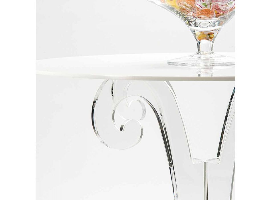Mesa de centro redonda en plexiglás transparente y blanco o con madera - Stilio Viadurini