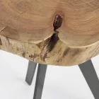 Mesa de centro redonda en baúl de madera y acero Homemotion - Tancredi Viadurini