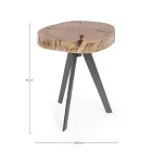 Mesa de centro redonda en baúl de madera y acero Homemotion - Tancredi Viadurini