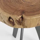 Mesa de centro redonda en baúl de madera y acero Homemotion - Tancredi Viadurini
