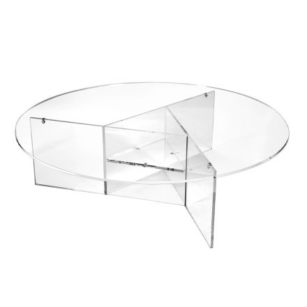 Mesa de centro redonda para salón en plexiglás transparente - Dazeglio Viadurini