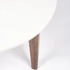 Mesa de centro redonda para salón en mármol y madera de mango - Desiderio Viadurini