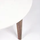 Mesa de centro redonda para salón en mármol y madera de mango - Desiderio Viadurini