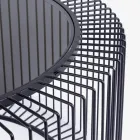 Mesa de centro redonda de acero pintado y vidrio templado - Apuleio Viadurini