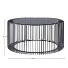 Mesa de centro redonda de acero pintado y vidrio templado - Apuleio Viadurini