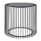 Mesa de centro redonda de acero pintado y vidrio templado - Apuleio Viadurini