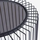 Mesa de centro redonda de acero pintado y vidrio templado - Apuleio Viadurini