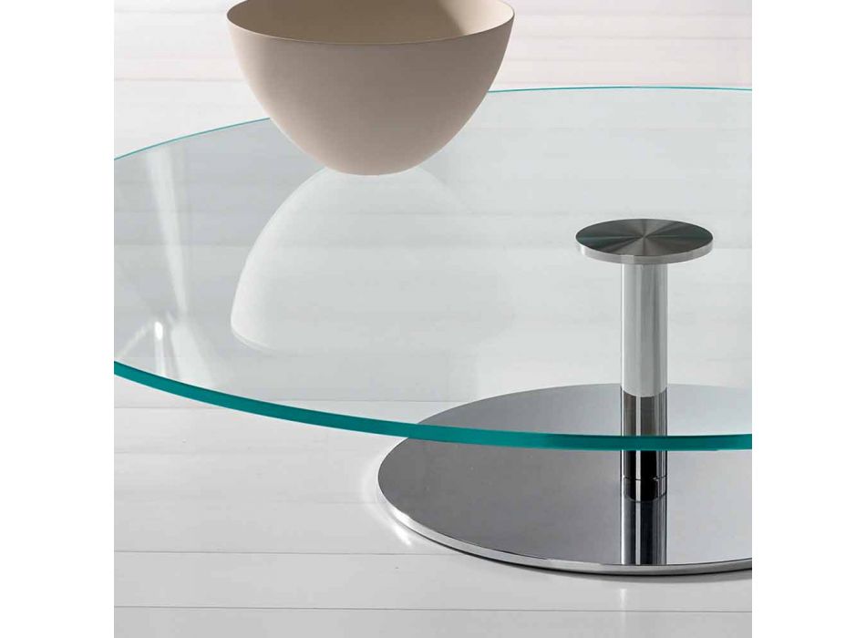 Mesa de centro redonda de vidrio extraclaro - Giovannino Viadurini