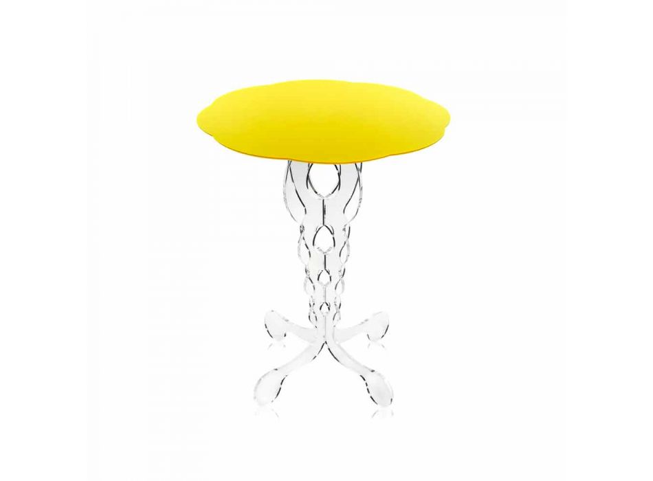 Mesa redonda amarilla diámetro 50cm diseño moderno Janis, hecho en Italia Viadurini