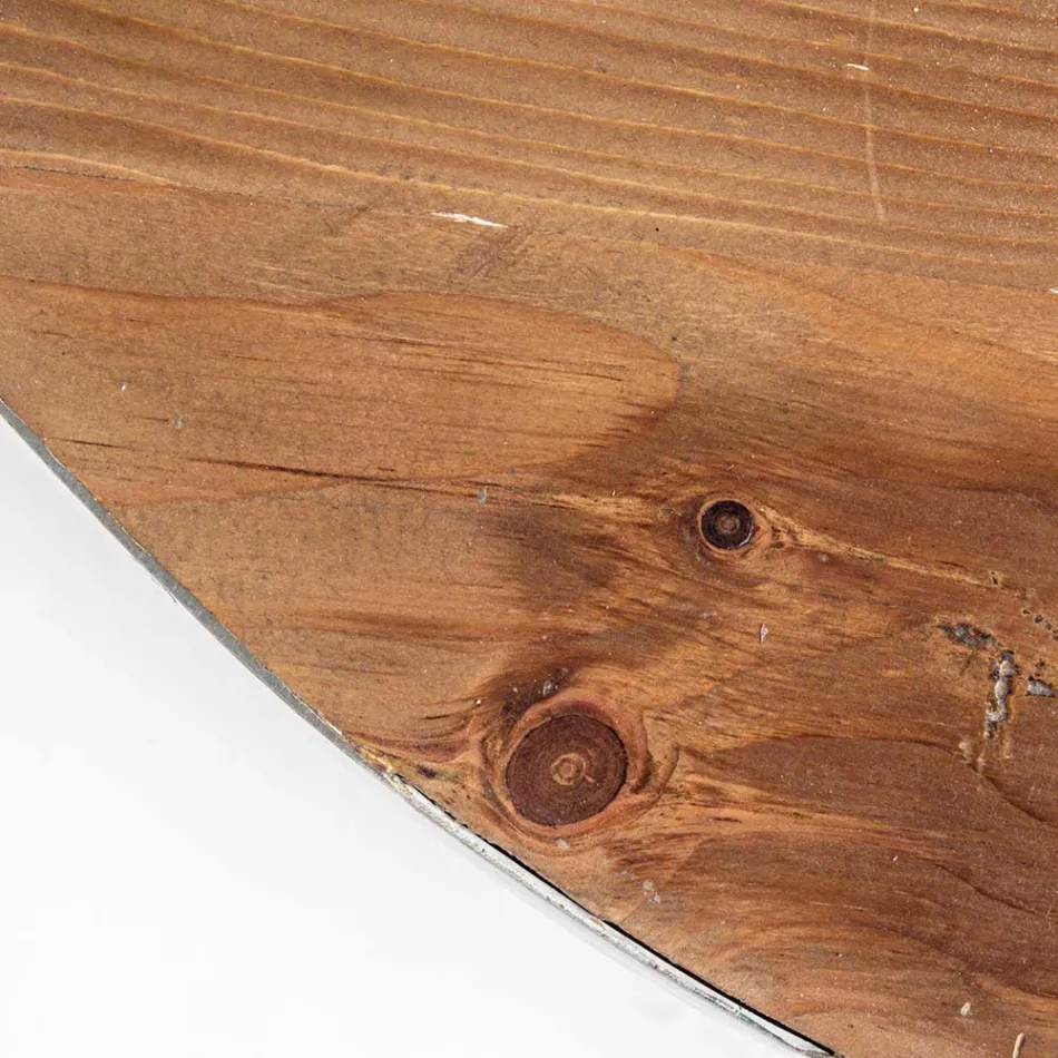 Mesa de centro redonda en madera reciclada y acero blanco o gris - Genoveffa Viadurini