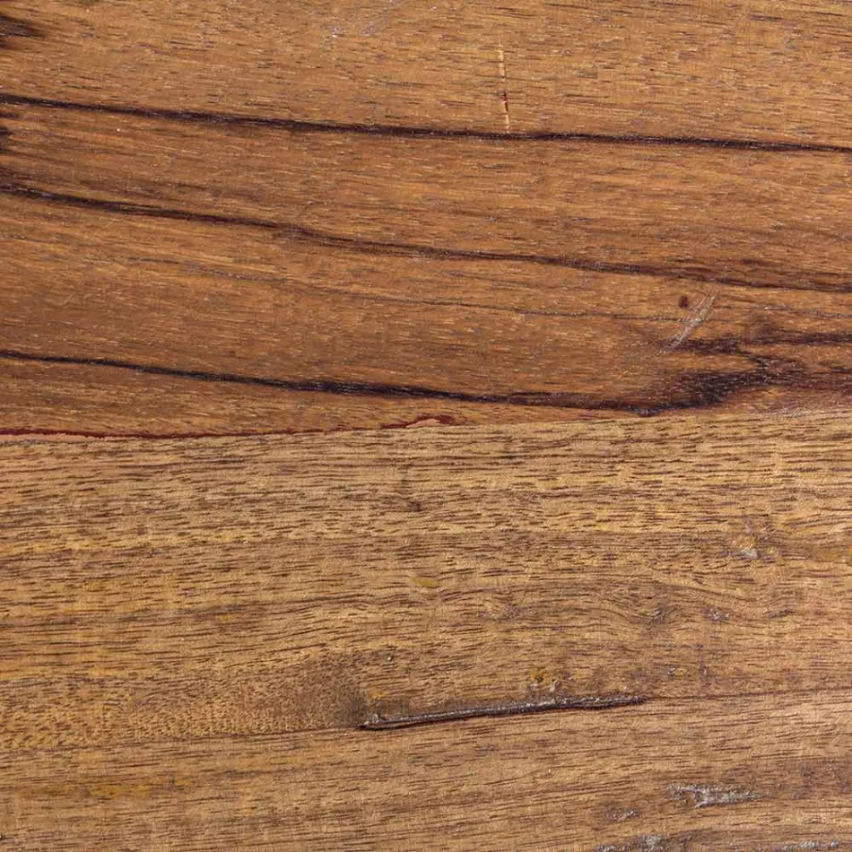 Mesa de centro redonda en madera reciclada y acero blanco o gris - Genoveffa Viadurini