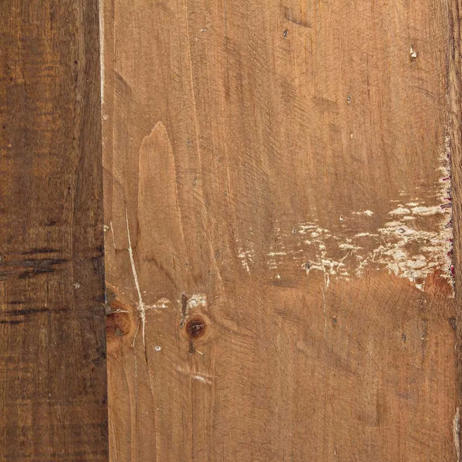 Mesa de centro redonda en madera reciclada y acero blanco o gris - Genoveffa Viadurini