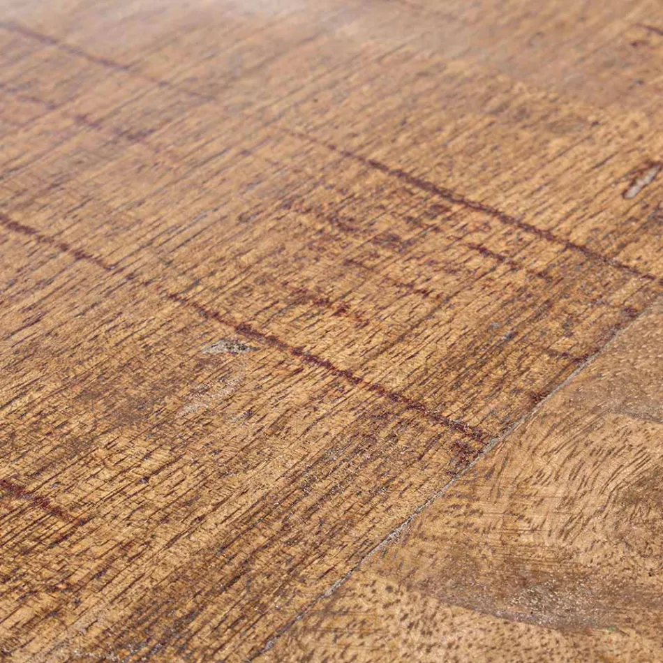 Mesa de centro redonda en madera reciclada y acero blanco o gris - Genoveffa Viadurini