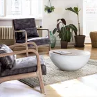 Mesa de centro redonda en madera reciclada y acero blanco o gris - Genoveffa Viadurini