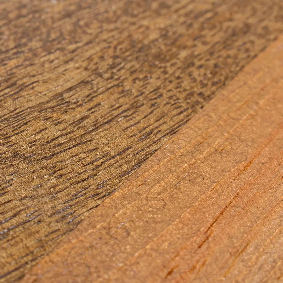 Mesa de centro redonda en madera reciclada y acero blanco o gris - Genoveffa Viadurini