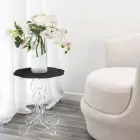 Mesita redonda negra diámetro 50 cm Janis diseño moderno, made in Italy Viadurini