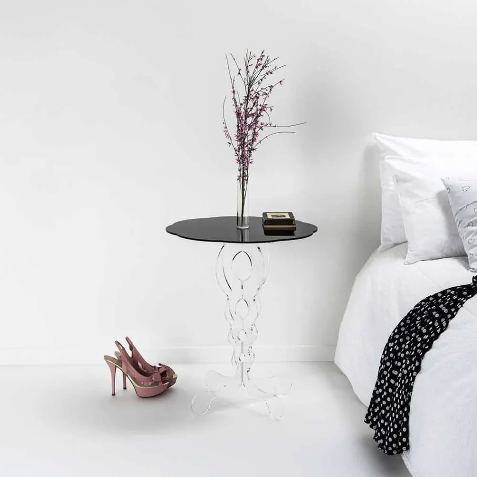 Mesa redonda negro diámetro 50 cm diseño moderno Janis, hecho en Italia Viadurini