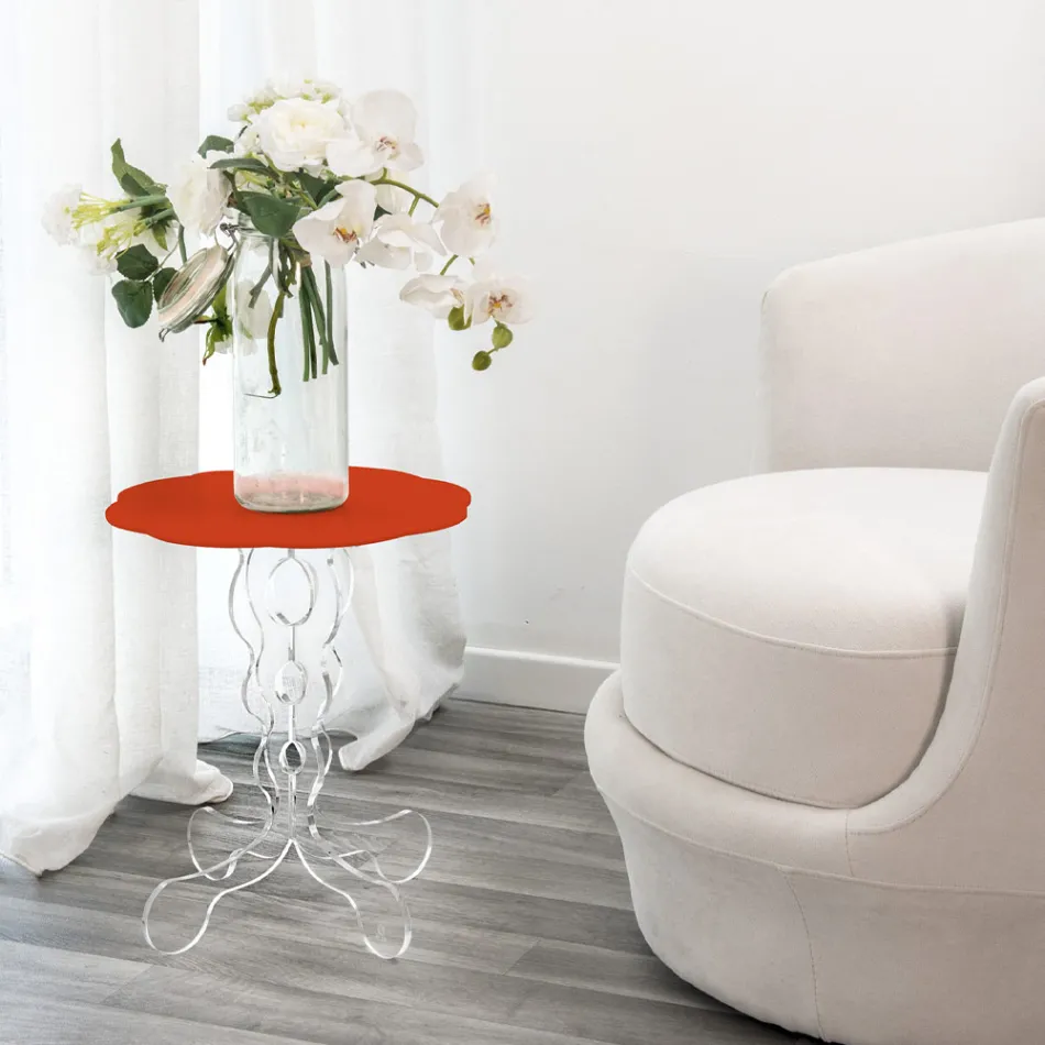 Diámetro de la mesa redonda roja 36 cm diseño moderno Janis, hecho en Italia Viadurini