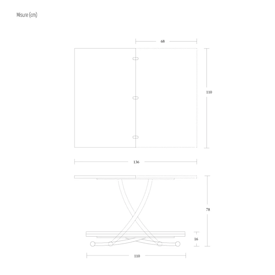 Mesa de centro transformable en diseño de metal y cerámica Made in Italy - Saturn Viadurini