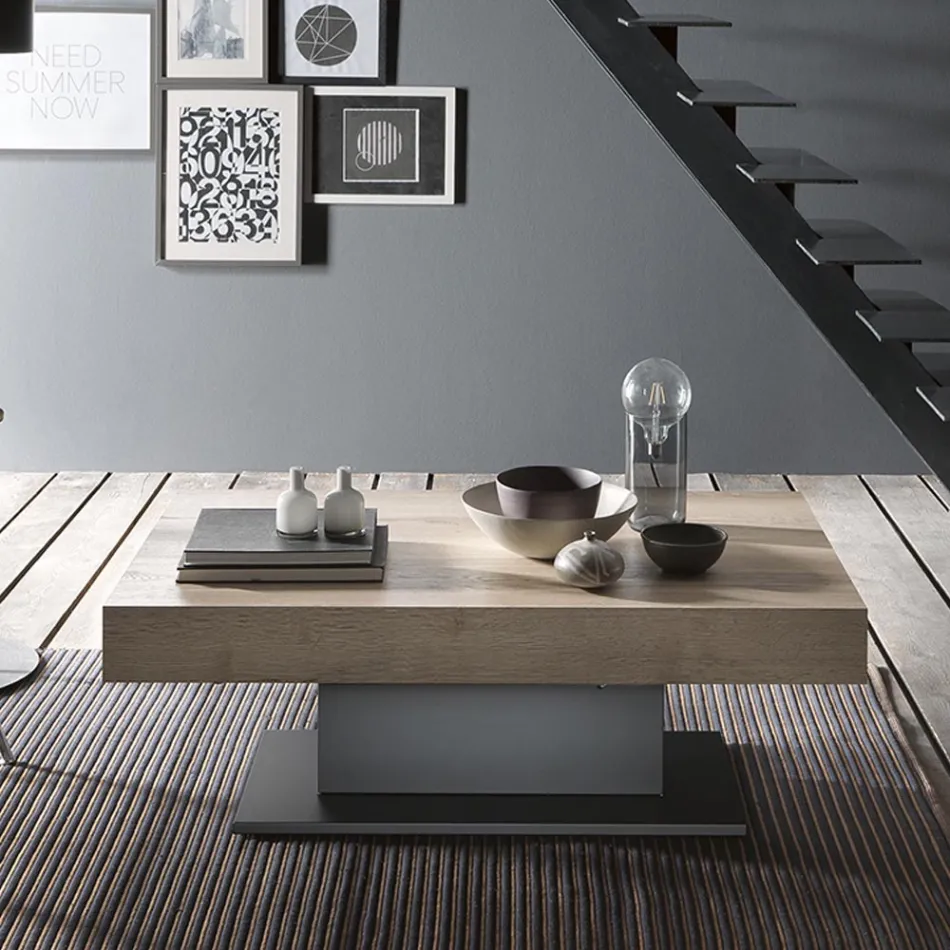 Mesa de centro transformable en mesa de comedor de madera Made in Italy - Polar Viadurini