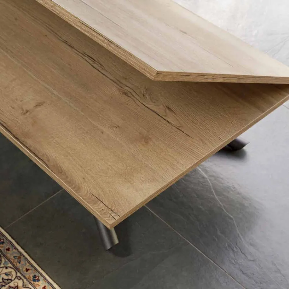 Mesa de centro convertible en mesa de comedor Tapa de madera y base de metal - Melocotón Viadurini