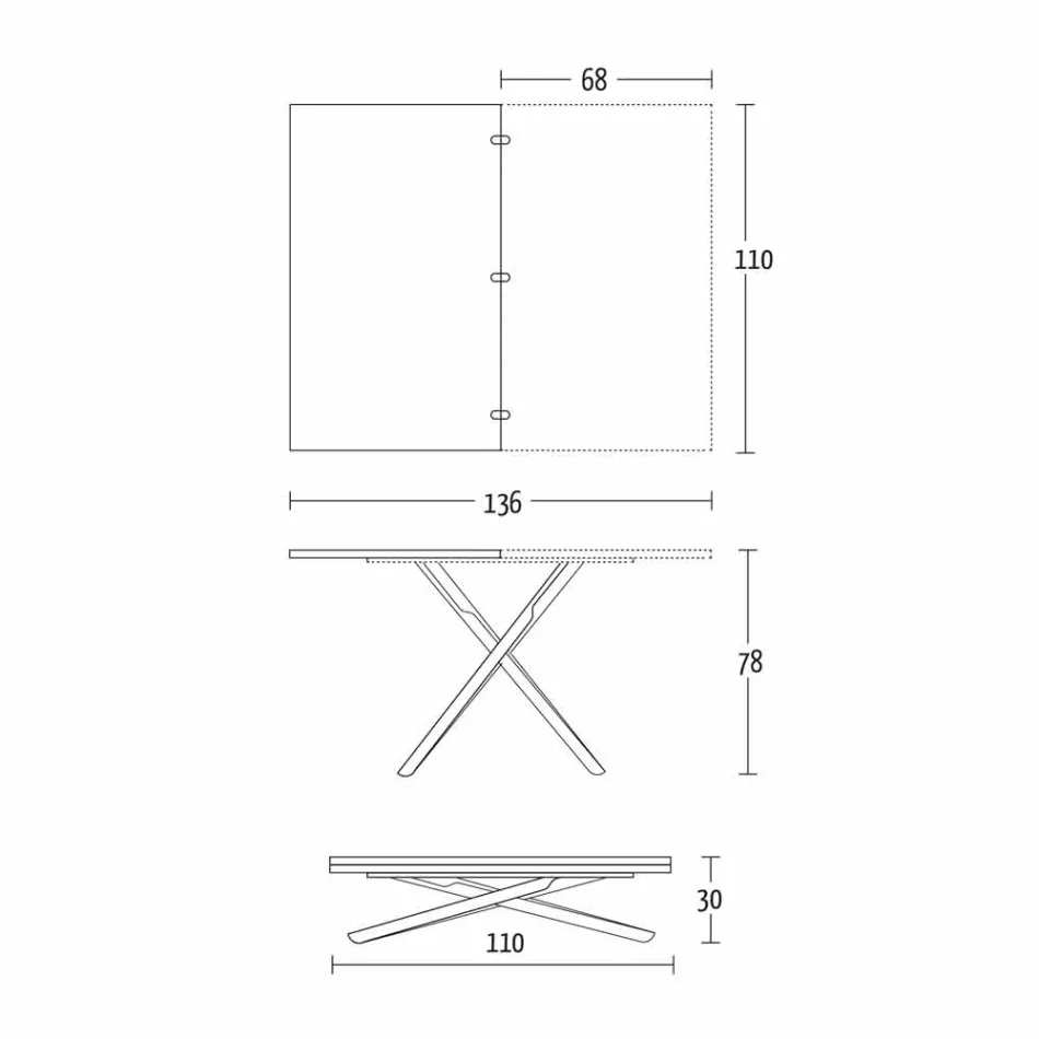 Mesa de centro convertible en mesa de comedor Tapa de madera y base de metal - Melocotón Viadurini
