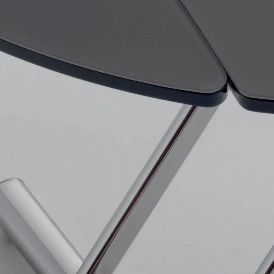 Mesa de centro transformable en mesa de comedor redonda de metal y vidrio - Giordana Viadurini