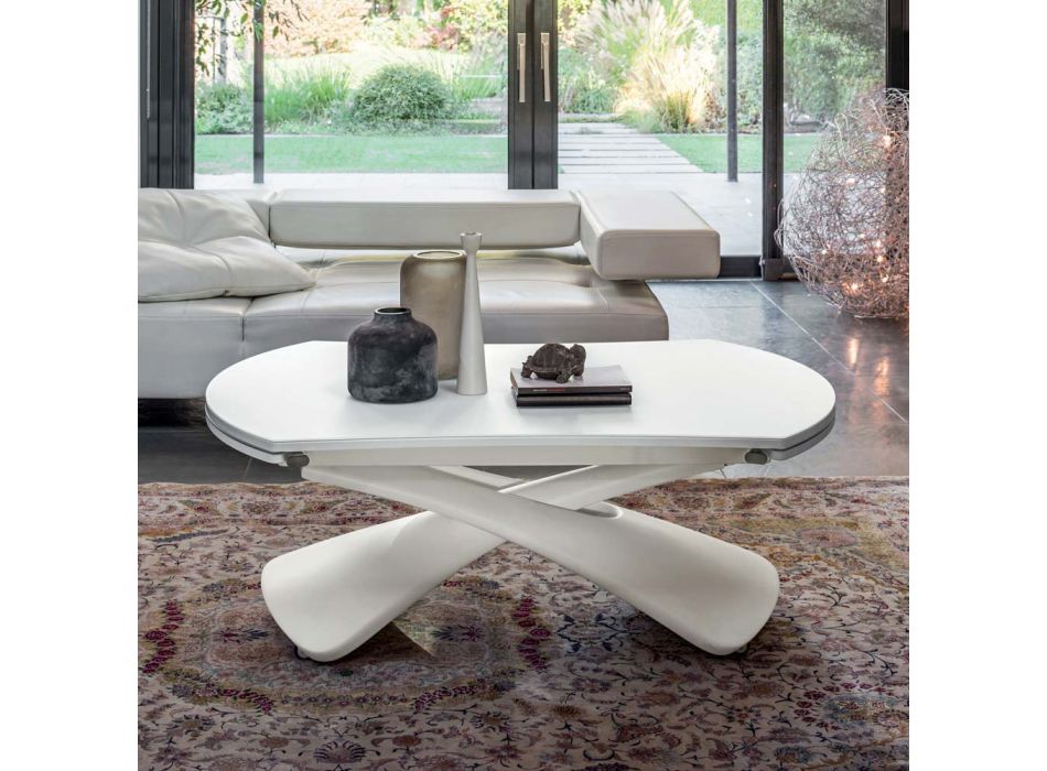Mesa de centro transformable en metal y mesa de salón de vidrio - Giordano Viadurini