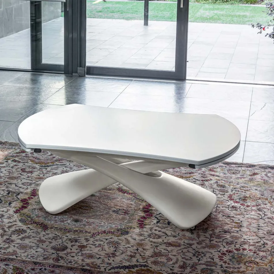 Mesa de centro transformable en metal y mesa de salón de vidrio - Giordano Viadurini