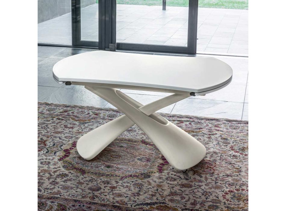 Mesa de centro transformable en metal y mesa de salón de vidrio - Giordano Viadurini