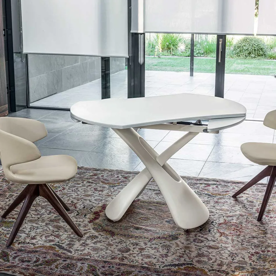 Mesa de centro transformable en metal y mesa de salón de vidrio - Giordano Viadurini