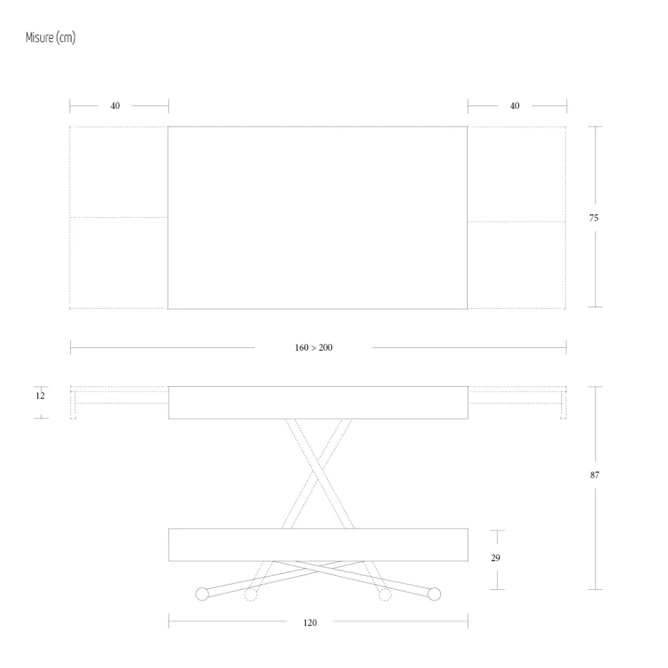 Mesa de centro transformable en metal y madera Made in Italy - Polaris Viadurini