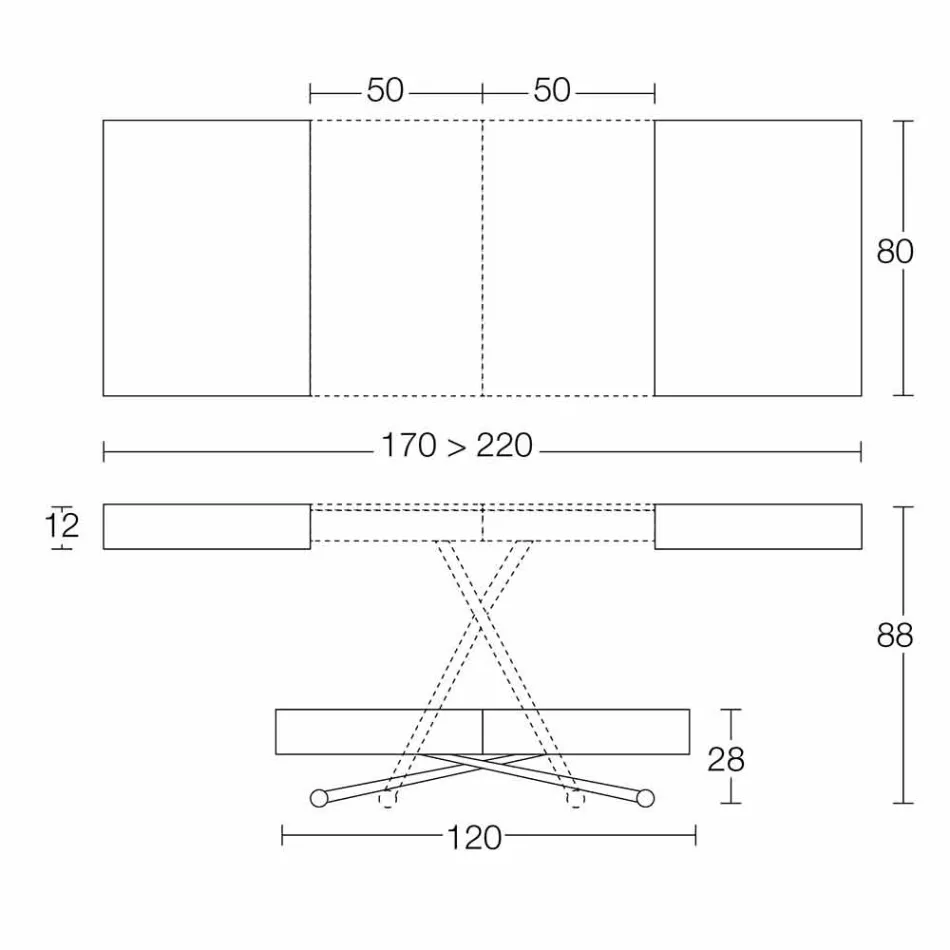 Mesa de centro moderna transformable con tablero de efecto Malta Made in Italy - Patroclus Viadurini