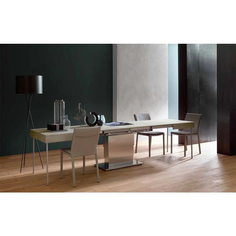 Mesa de centro moderna transformable con tapa de efecto mortero Made in Italy - Salomon Viadurini