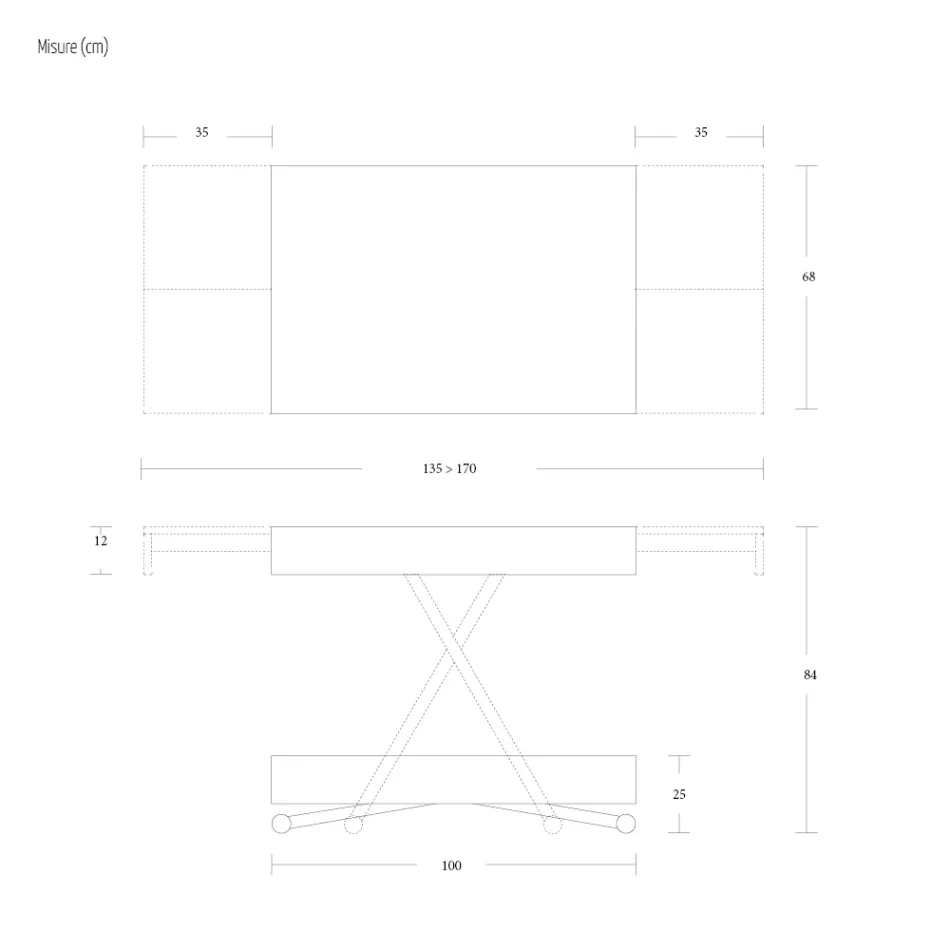 Mesa de centro transformable moderna en metal y madera Made in Italy - Universe Viadurini