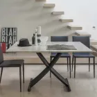 Mesa de centro moderna transformable en metal grafito y tapa de madera - Sistocle Viadurini