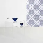 Mesa transparente de diseño moderno 50x50cm Terry Big, fabricada en Italia. Viadurini