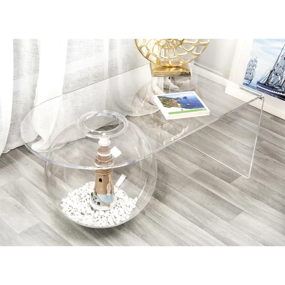 Mesa de centro de diseño moderno transparente L90xH40xP48 cm Bolly, hecha en Italia Viadurini